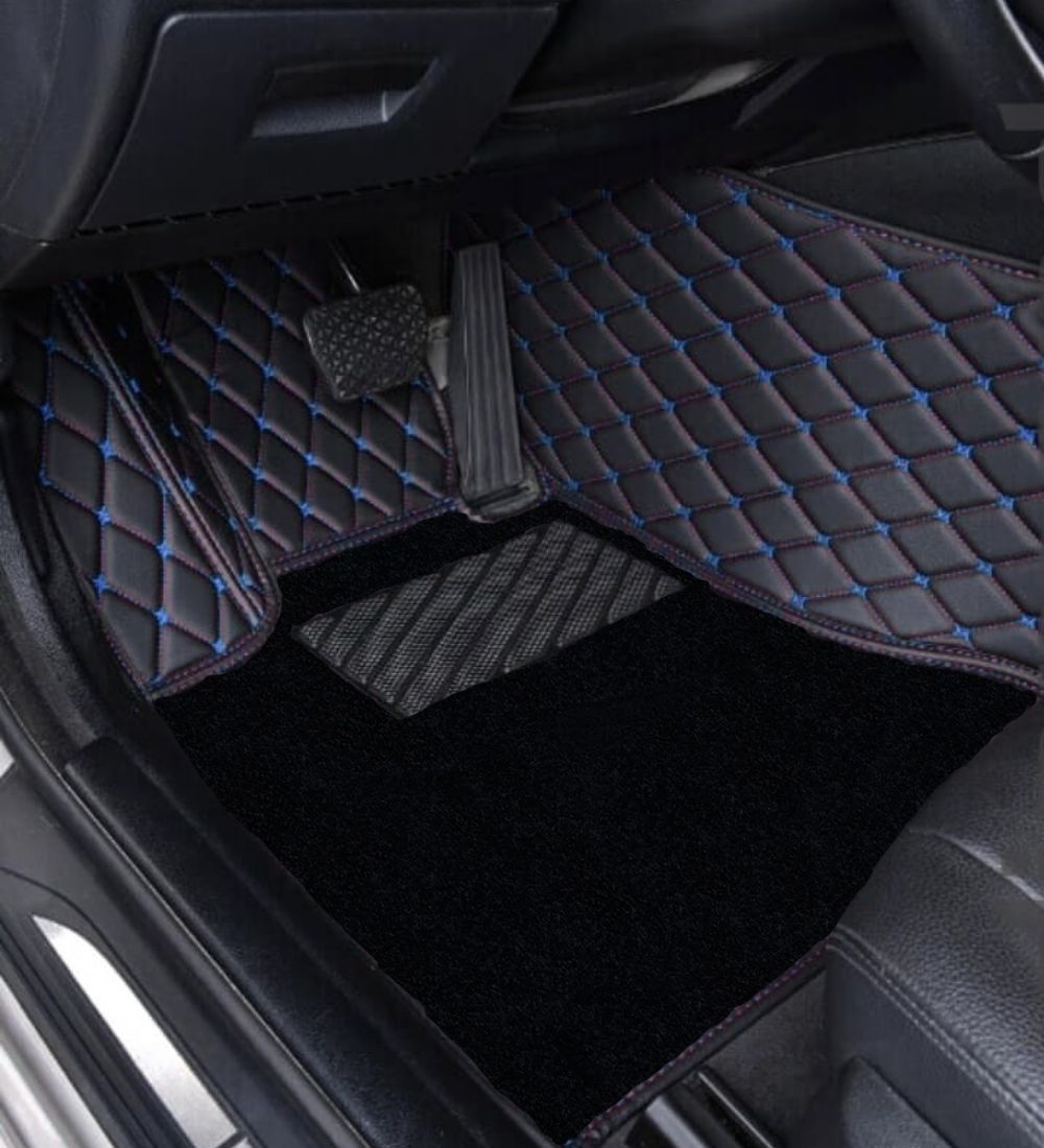 Alternative view of Premium Series - Black with Blue Stitching - Driver Mat