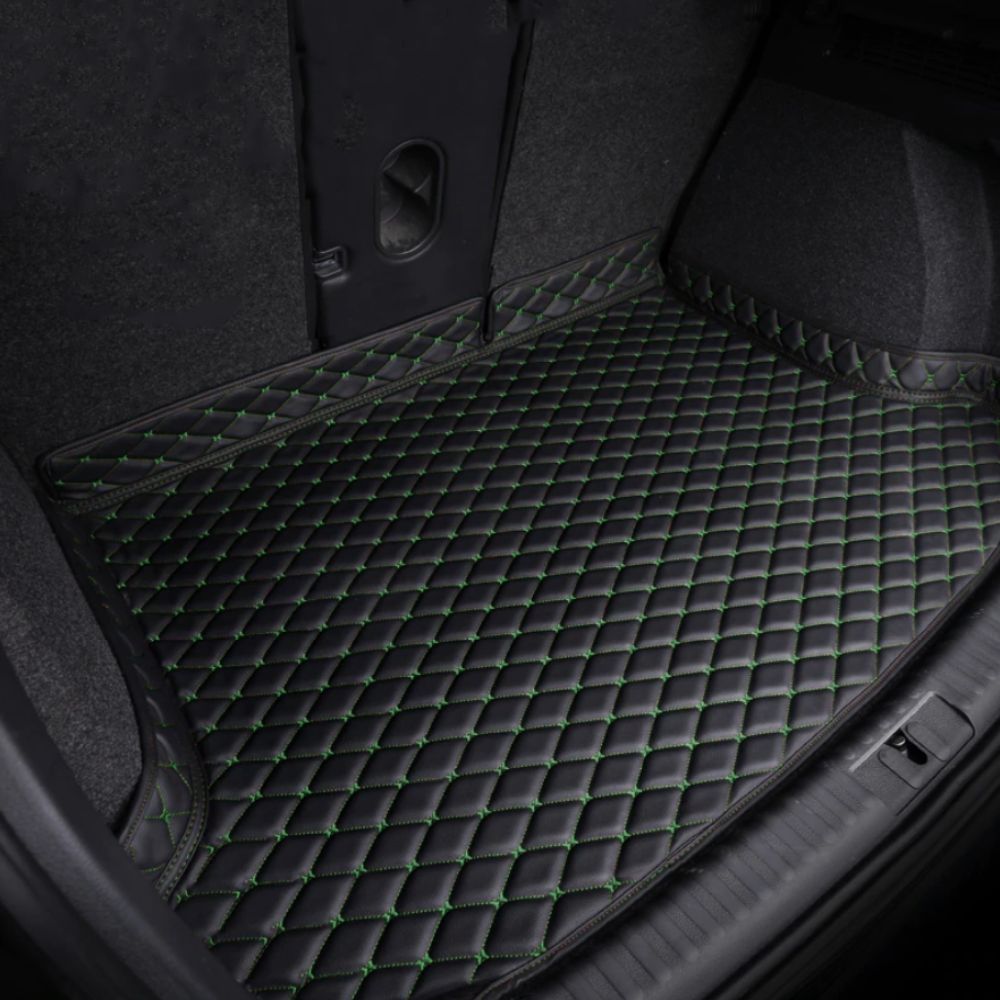 Base Trunk Mat - Black with Green Stitching