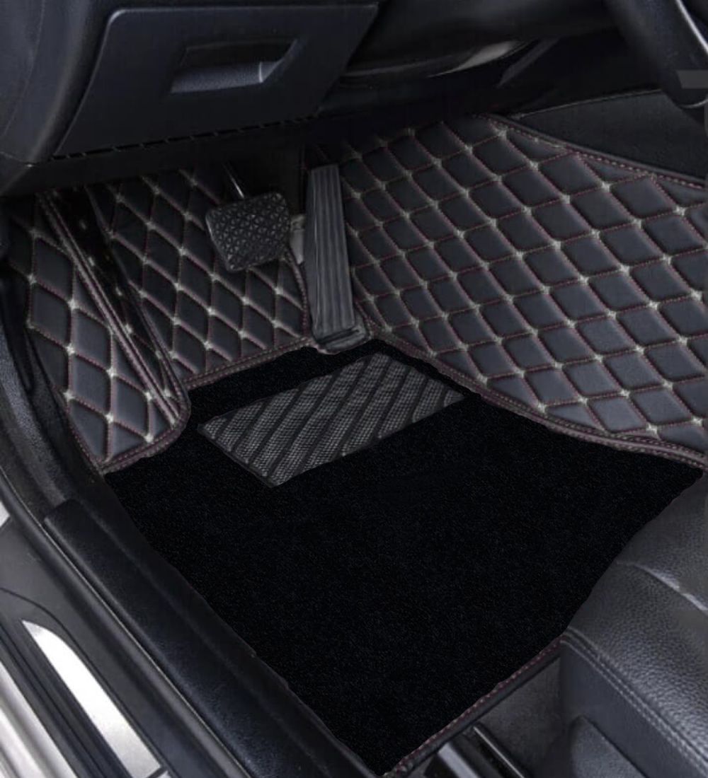 Alternative view of Premium Series - Black with White Stitching - Driver Mat