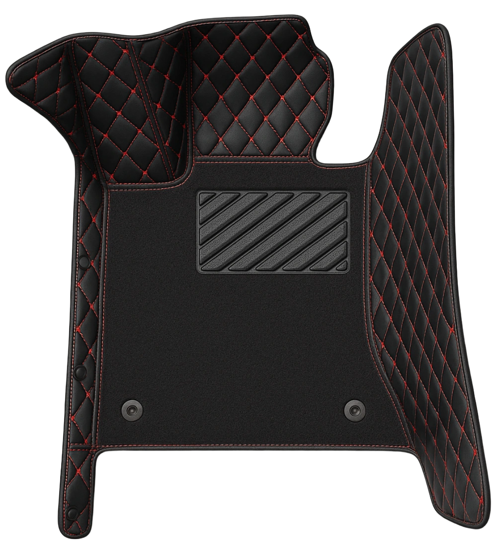 Premium Series - Black with Red Stitching - Driver Mat