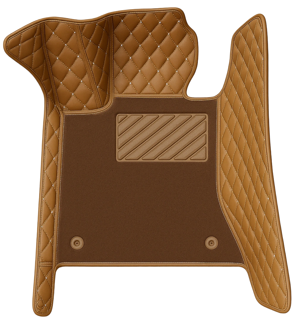 Premium Series - Brown with Beige Stitching - Driver Mat